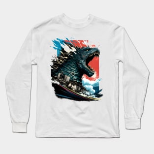 King Kaiju on Sunset - Godzilla Long Sleeve T-Shirt